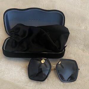 Gucci Gold and Black Oversized Sunglasses